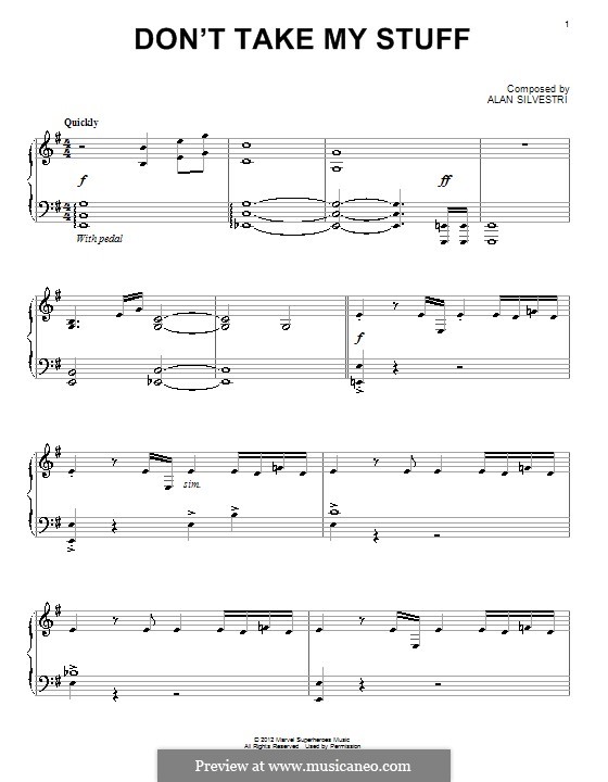 Don't Take My Stuff: For piano by Alan Silvestri