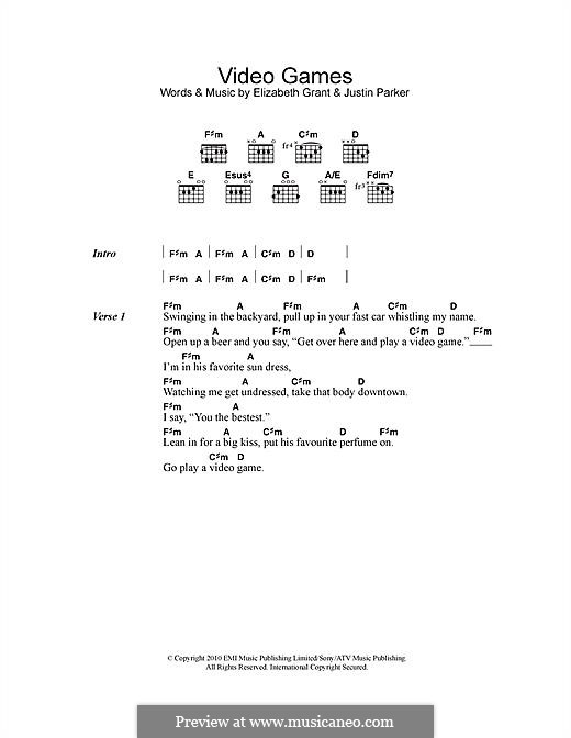 Video Games (Lana Del Rey): Lyrics and chords by Elizabeth Grant, Justin Parker