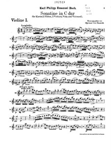 Sonatina for Two Flutes, Strings and Piano in C Major, H 460: Violin I part by Carl Philipp Emanuel Bach
