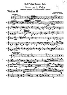 Sonatina for Two Flutes, Strings and Piano in C Major, H 460: Violin II part by Carl Philipp Emanuel Bach