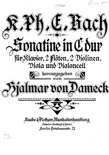 Sonatina for Two Flutes, Strings and Piano in C Major, H 460: Version for flute and piano by Carl Philipp Emanuel Bach