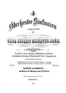 Symphony No.2 in E Flat Major, H 664 Wq 183:2: Full score by Carl Philipp Emanuel Bach