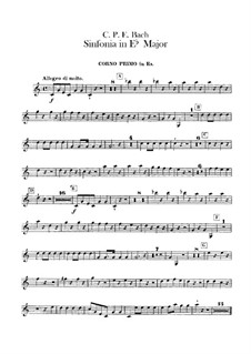 Symphony No.2 in E Flat Major, H 664 Wq 183:2: Horns parts by Carl Philipp Emanuel Bach