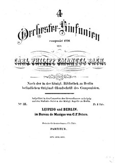 Symphony No.3 in F Major, H 665 Wq 183:3: Full score by Carl Philipp Emanuel Bach