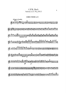 Symphony No.3 in F Major, H 665 Wq 183:3: Horns parts by Carl Philipp Emanuel Bach