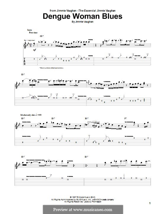 Dengue Woman Blues: For guitar with tab by Jimmie Vaughan