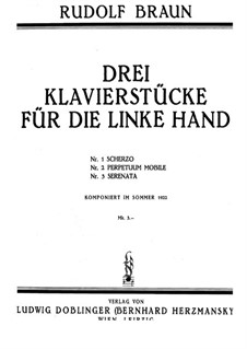 Three Pieces for the Left Hand: For piano by Rudolf Braun