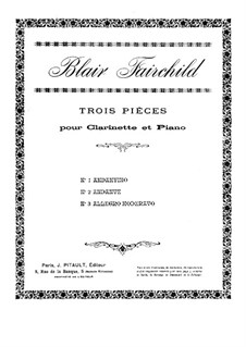 Three Pieces for Clarinet and Piano, Op.12: Clarinet part by Blair Fairchild