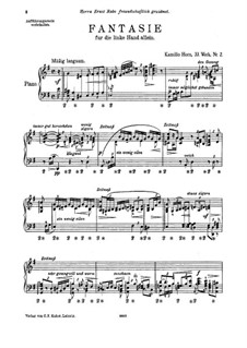 Fantasy, for the left Hand alone, Op.33 No.2: For piano by Kamillo Horn