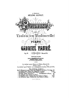 Berceuse (Lullaby) for Violin and Piano, Op.16: Score, solo part by Gabriel Fauré