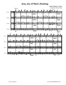 Jesu, Joy of Man's Desiring: For four intermediate cellists by Johann Sebastian Bach