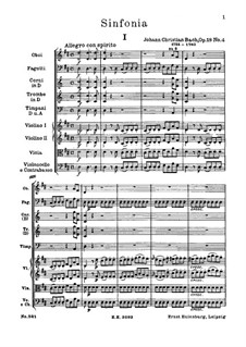 Symphony No.4 in D Major, Op.18 W C27: Full score by Johann Christian Bach