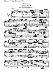 Wo soll ich fliehen hin, BWV 5: Piano-vocal score by Johann Sebastian Bach