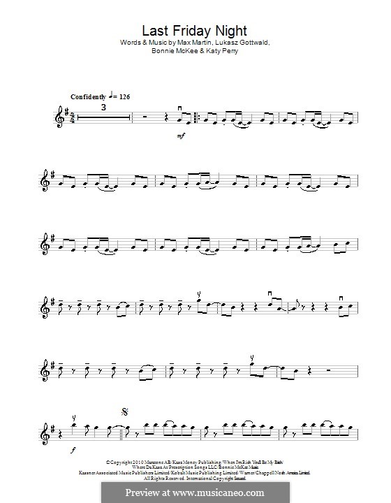 Last Friday Night (T.G.I.F.): For violin by Bonnie McKee, Katy Perry, Lukas Gottwald, Max Martin