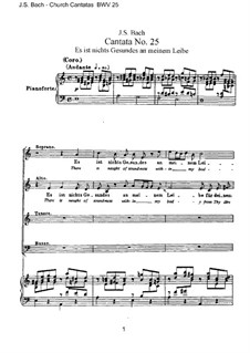 Es ist nichts Gesundes an meinem Leibe, BWV 25: Arrangement for voices and piano by Johann Sebastian Bach