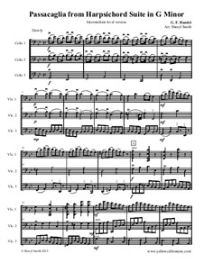 Suite No.7 in G Minor, HWV 432: Passacaglia, for three intermediate cellos (cello trio) by Georg Friedrich Händel