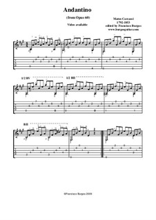 Andantino, Op.60: Tablature by Matteo Carcassi