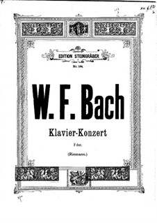 Harpsichord Concerto in F Major, F 44: For two pianos four hands by Wilhelm Friedemann Bach
