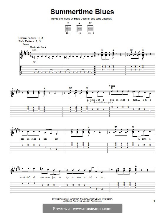 Summertime Blues: For guitar with tab by Jerry Capehart
