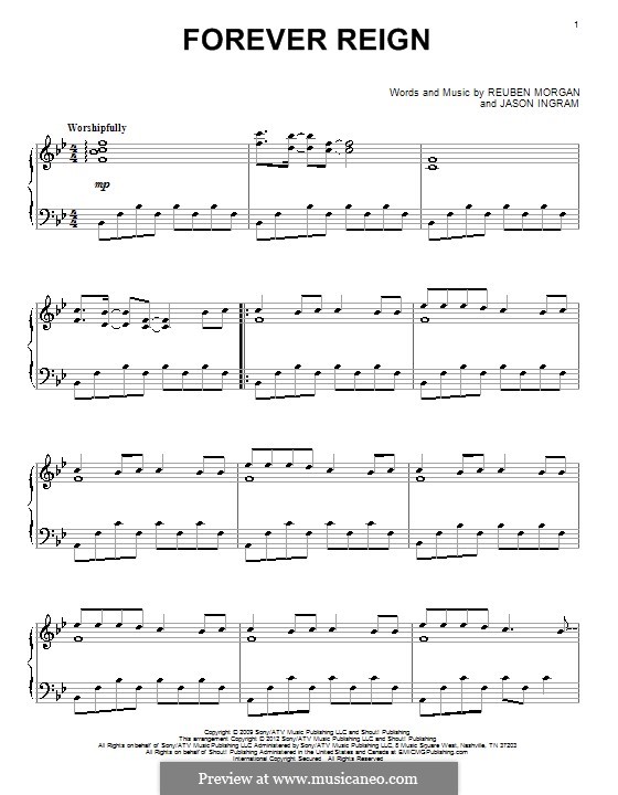 Forever Reign (Hillsong United): For piano by Jason David Ingram, Reuben Morgan