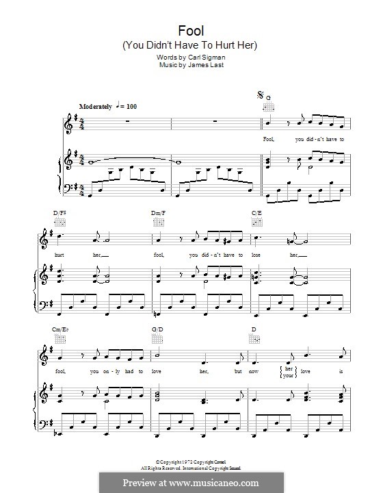 Fool (You Didn't Have to Hurt Her): For voice and piano (or guitar) by James Last