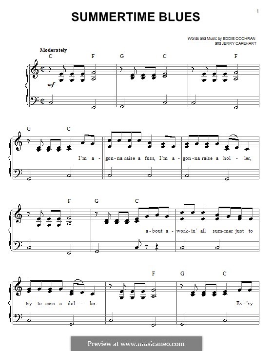 Summertime Blues: For piano by Jerry Capehart