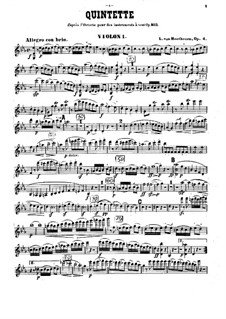 String Quintet No.1 in E Flat Major, Op.4: Violin I part by Ludwig van Beethoven