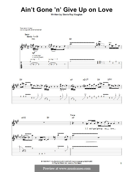 Ain't Gone 'n' Give Up on Love: For guitar with tab by Stevie Ray Vaughan