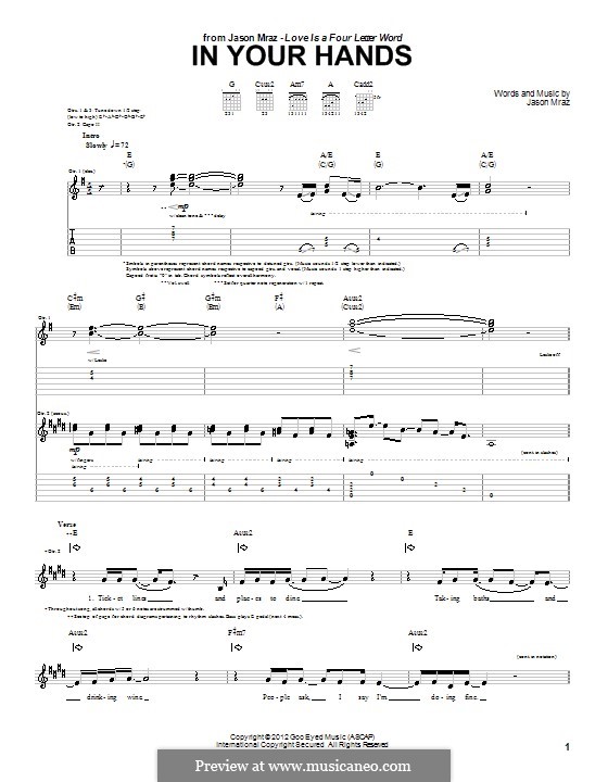 In Your Hands by J. Mraz sheet music on MusicaNeo