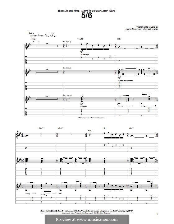 5/6: For guitar with tab by Michael Natter
