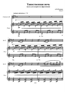 Mysterious night for clarinet and piano, Op.3: Score for two performers by Andrew Rudenko