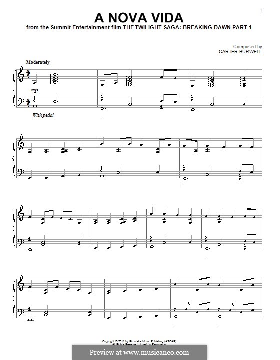 A Nova Vida: For piano by Carter Burwell