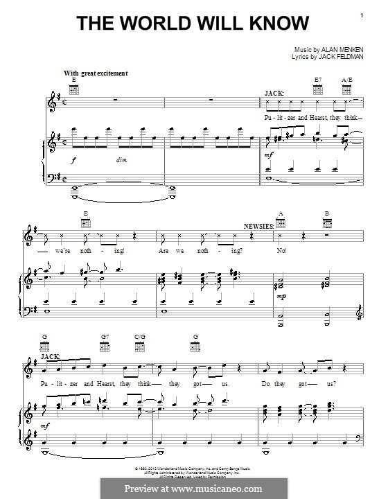 the world will know by a menken sheet music on musicaneo how will i know sheet music