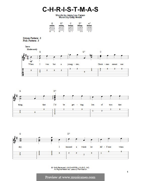 C-H-R-I-S-T-M-A-S (Perry Como): For guitar with tab by Eddy Arnold