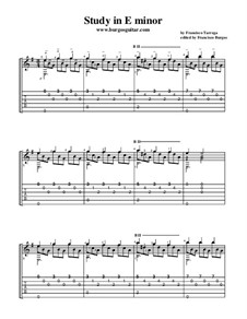 Etude in E Minor: For guitar with tab by Francisco Tárrega