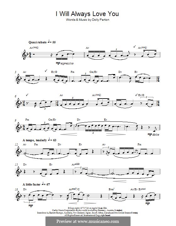 Instrumental version: For alto saxophone by Dolly Parton