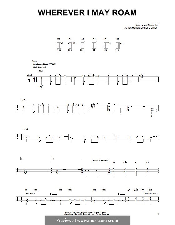 Wherever I May Roam (Metallica): For ukulele by James Hetfield, Lars Ulrich