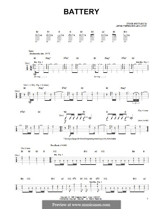 Battery (Metallica): For ukulele by James Hetfield, Lars Ulrich