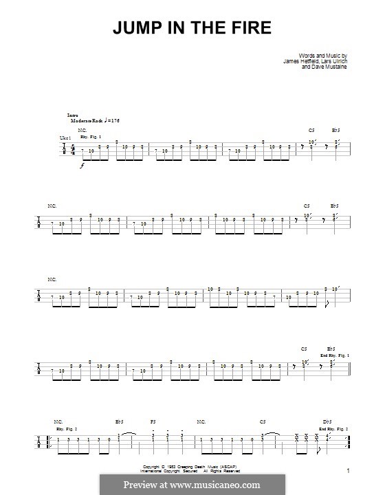 Jump in the Fire (Metallica): For ukulele by Dave Mustaine, James Hetfield, Lars Ulrich