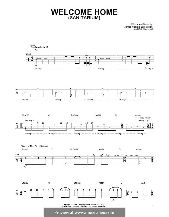 Welcome Home (Sanitarium): For ukulele by James Hetfield, Kirk Hammett, Lars Ulrich