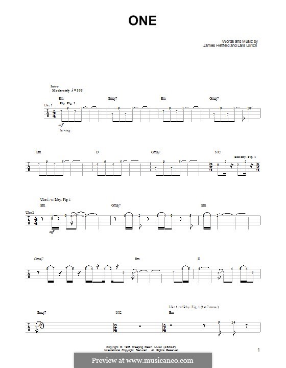 One (Metallica): For ukulele by James Hetfield, Lars Ulrich