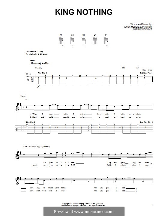 King Nothing (Metallica): For ukulele by James Hetfield, Kirk Hammett, Lars Ulrich