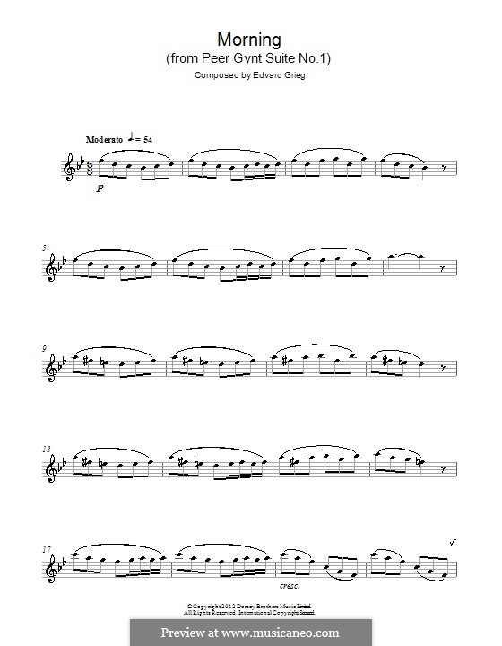 Suite No.1. Morning Mood, Op.46 No.1: For alto saxophone by Edvard Grieg