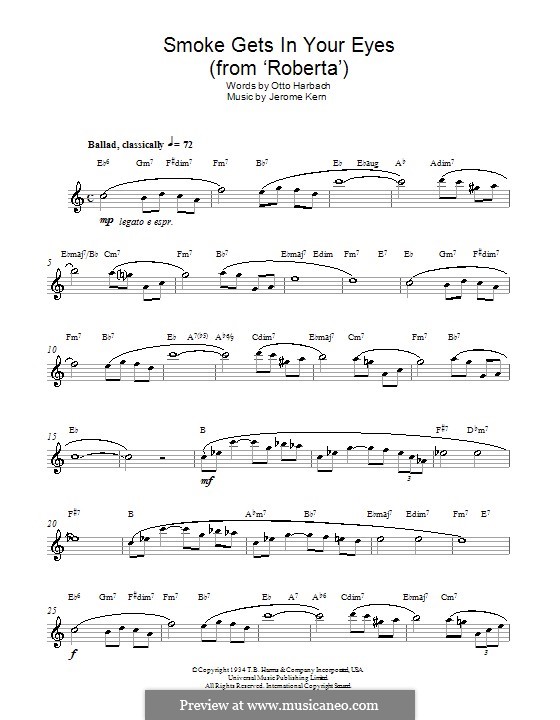 Smoke Gets in Your Eyes from Roberta by J. Kern on MusicaNeo