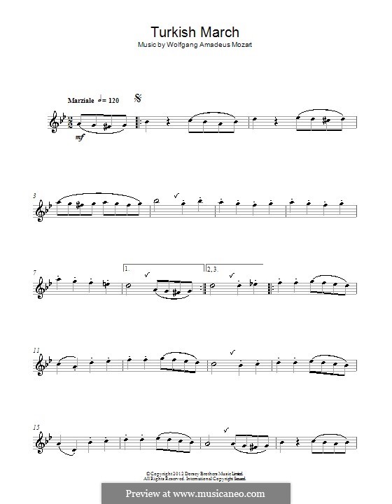 Rondo alla turca (Printable Scores): For alto saxophone by Wolfgang Amadeus Mozart