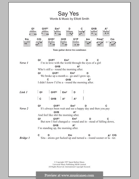 Say Yes: Lead sheet by Elliott Smith