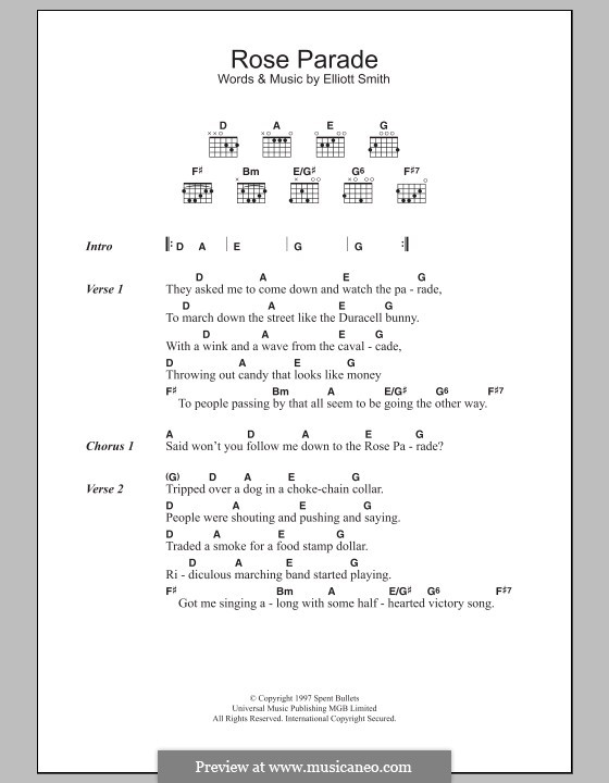 Rose Parade: Lead sheet by Elliott Smith