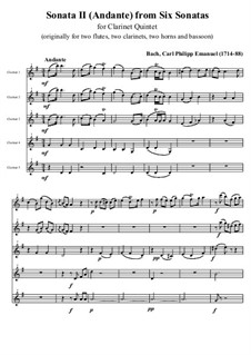 Sonata for Clarinets No.2 in G Major: Andante by Carl Philipp Emanuel Bach