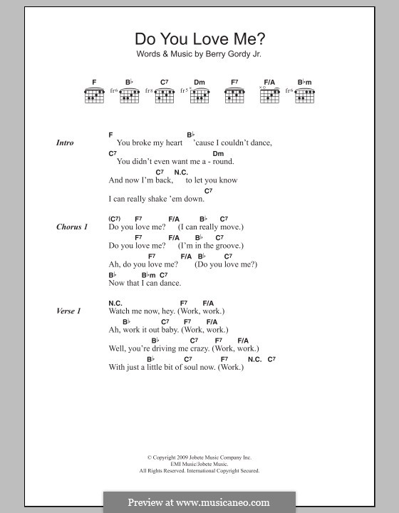 Do You Love Me (The Contours): Lead sheet by Berry Gordy