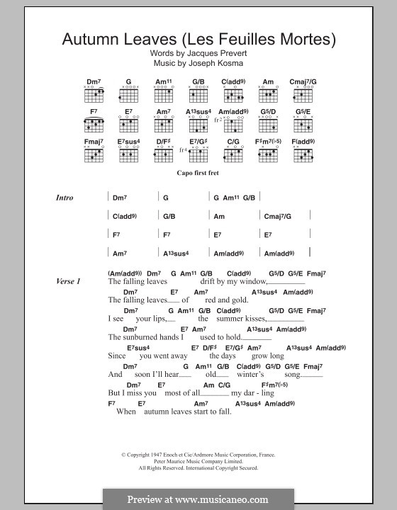 осенние листья косма ноты для гитары. Autumn leaves аккорды. Autumn leaves аккорды. табы для гитары красивые. Autumn leaves аккорды.